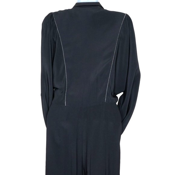 Vintage 80s Jolie Madame One Piece Jumpsuit XS Black Zip Button Pockets Blouson - Picture 12 of 16